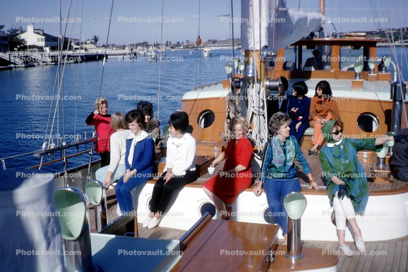 Women on a Boat, Coats, Formal, Newport, Rhode Island, 1964, 1960s