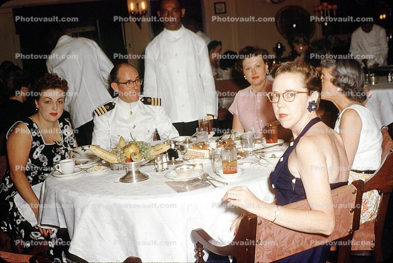 Captains Table, dinner, 1950s