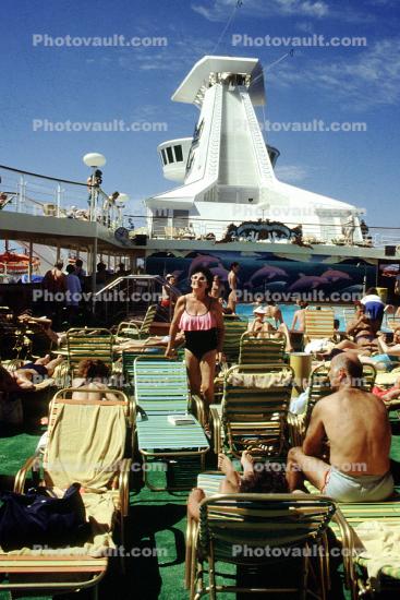 Rear Deck, lounge chairs, Ocean Liner, cruise ship