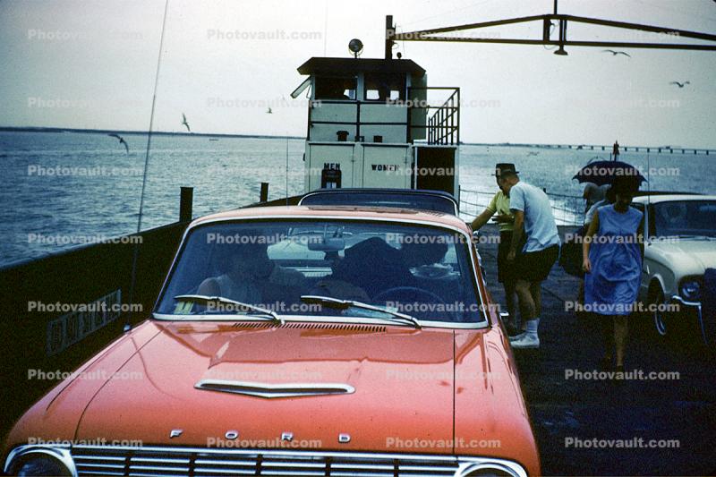 Ford Falcon, Ferry to the Outer Banks, North Carolina, Ferryboat, 1960s