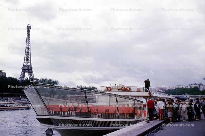 Glass Bow, Tourboat, Glass, Passengers, Paris, River Seine, Excursion, July 1964, 1960s