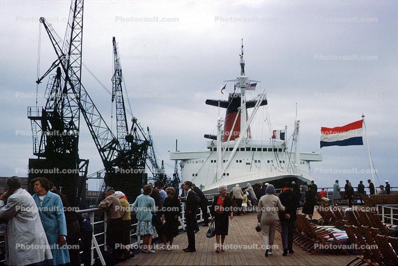 Le Havre, Cranes, Passengers, Pier, Dock, SS France, France, Crane, IMO: 5119143, 1965, 1960s