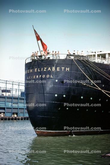 RMS Queen Elizabeth, Stern, Cruise Ship, May 1959, 1950s