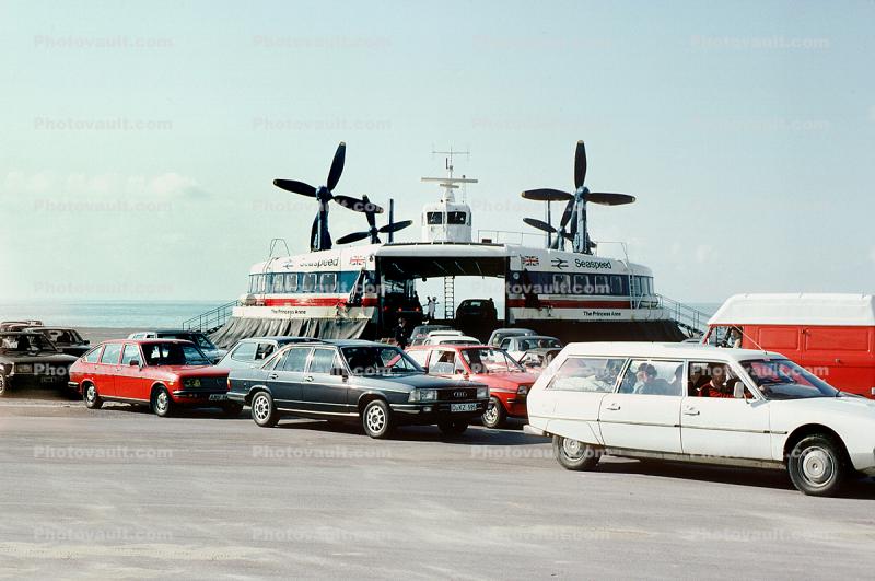 SR-N4, The Princess Anne, Seaspeed, Hovercraft, English Channel, Ferry, Ferryboat, Car Ferry, October 1980, 1980s