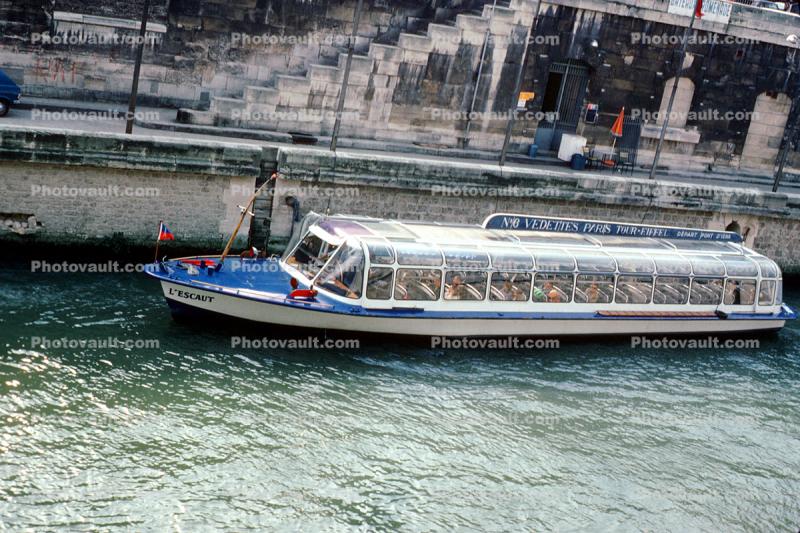 L'Escaut, Excursion Boat, River Seine, Paris, 1977, 1970s
