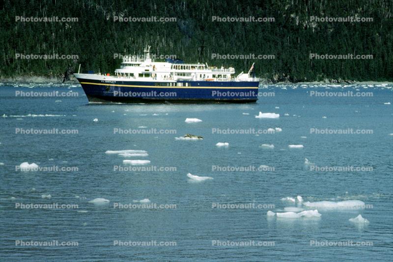 MV Bartlett, M/V Bartlett, Alaska Marine Highway, Prince William Sound, near Columbia Glacier, 1980, 1980s