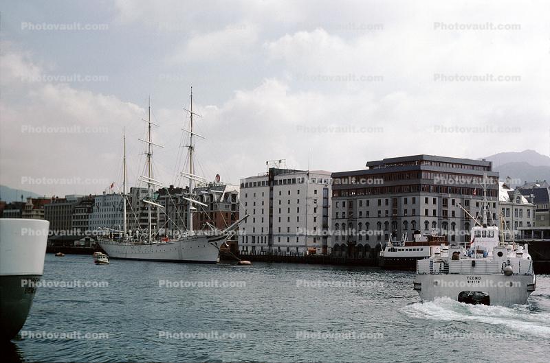 Statsraad Lehmkuhl, three-masted barque rigged sail training vessel, Bergen, Norway