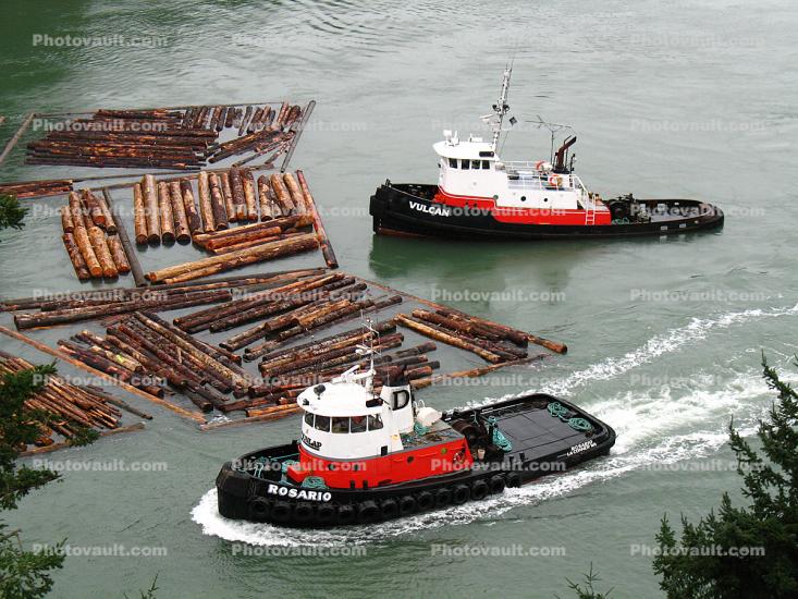 Rosario, Vulcan, Tugboats, Floating Logs, Raft, Whidbey Island, towboat