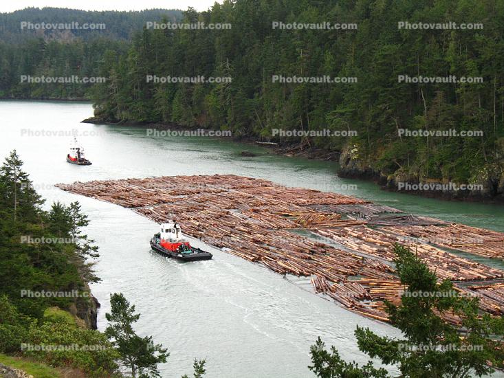Tugboat Rosario, Floating Logs, Raft, Whidbey Island
