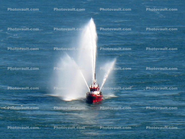 Fireboat Spraying Water, Phoenix Fireboat No.1, SFFD, San Francisco Fire Department