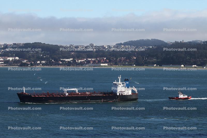 Overseas Long Beach, Oil Tanker, Crowly Guard Tugboat, OSG, IMO: 9353527
