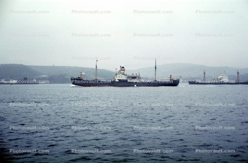 Cargo Ship, Bosporus, Istanbul, Harbor, 1950s