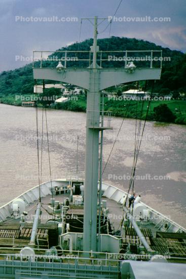 Mast, bow, Mountains, Central America, Transportation, Water, Gaillard Cut, 1966, 1960s