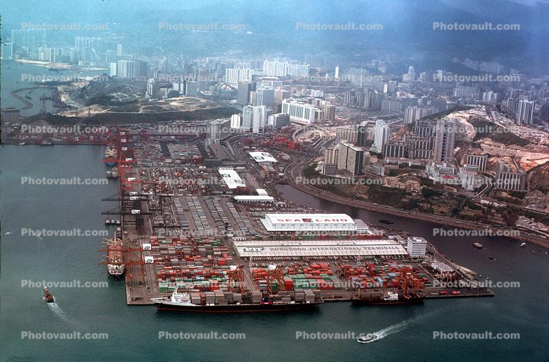 SeaLand, Sea Land, Docks, Port, Pier, Hong Kong, Harbor, 1982, 1980s