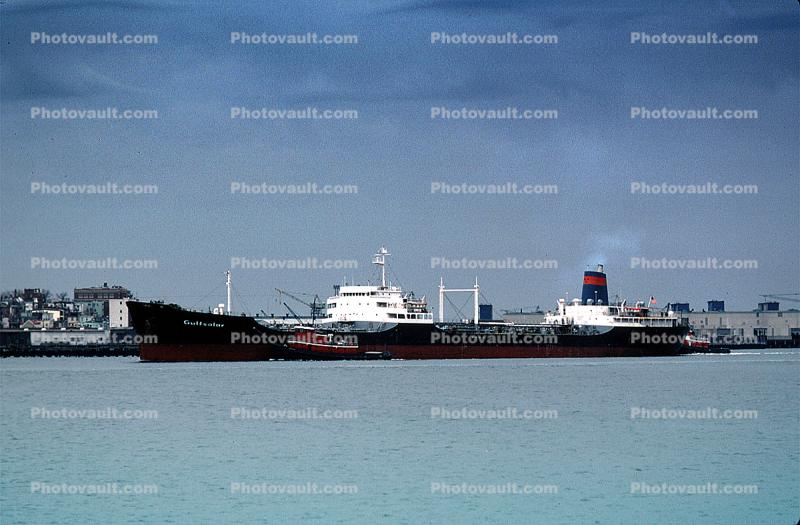 Gulfsolar, Oil Tanker, Tugboat, Boston Harbor, 1982, 1980s