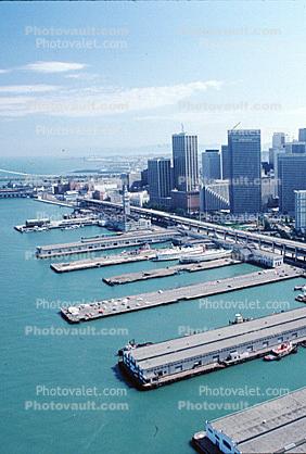 Piers, The Embarcadero, Downtown, Dock, Harbor, freeway, skyline