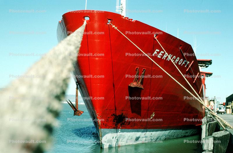 Ferncroft, IMO: 8102543, General Cargo Ship, Rope, Harbor, Ships Bow, Redhull, Dock, Redboat, anchor