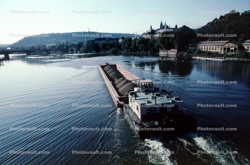 Barge, Vltava River, Prague