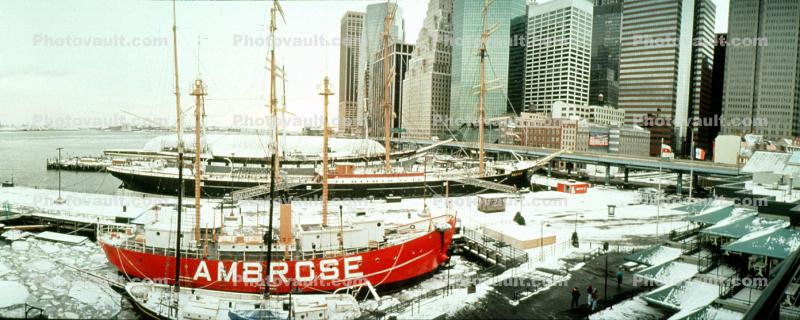 Lightship Ambrose, winter, Manhattan