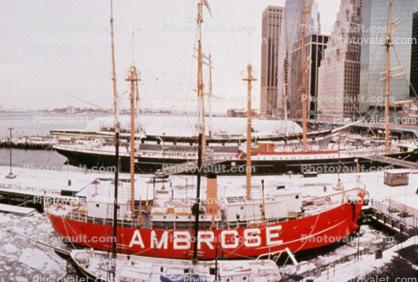 Ambrose Lightship, winter, Manhattan