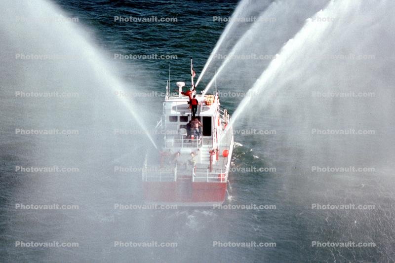 Fireboat Spraying Water