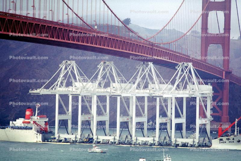 Zhen Hua 4 Heavy Lift Vessel Shipping Large Cranes From China To Oakland Golden Gate Bridge Gantry Cranes Imo Images Photography Stock Pictures Archives Fine Art Prints