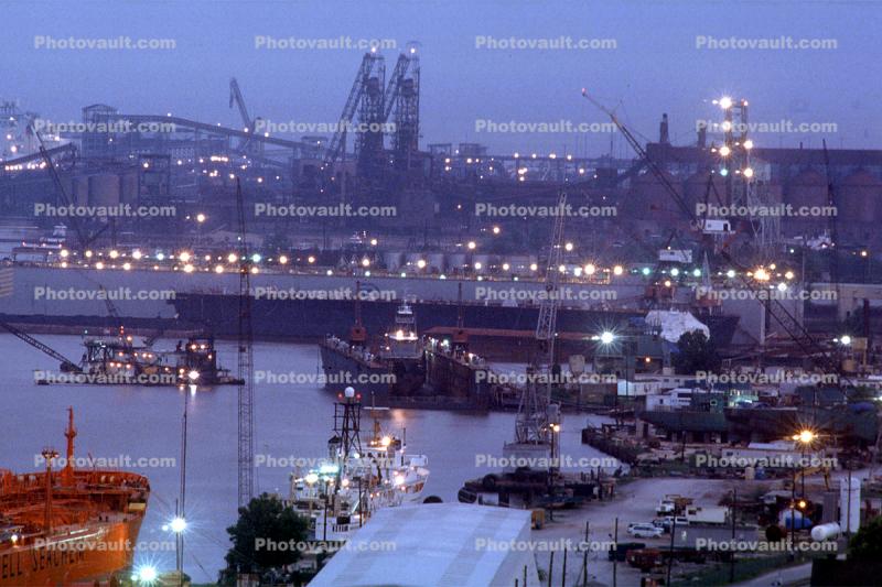 Docks, Dusk, Harbor, Mobile Bay