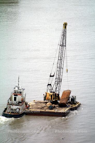 Barbara-H, Mobile Bay, Tugboat, Barge, Crawler Crane