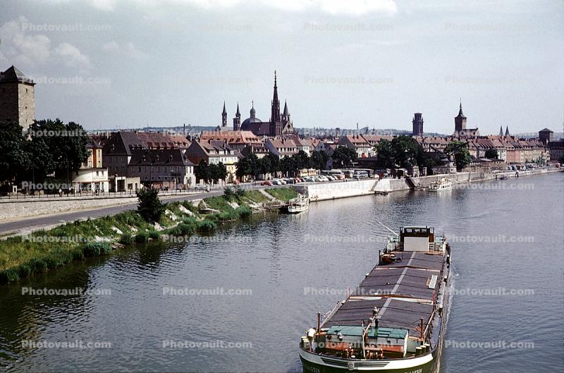 Town, Houses, Buildings, Church, Cathedral, Rhine River, (Rhein)