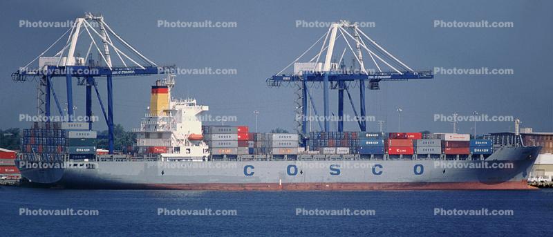 COSCO, Port of Charleston, South Carolina, Cranes, Dock, Harbor, Panorama