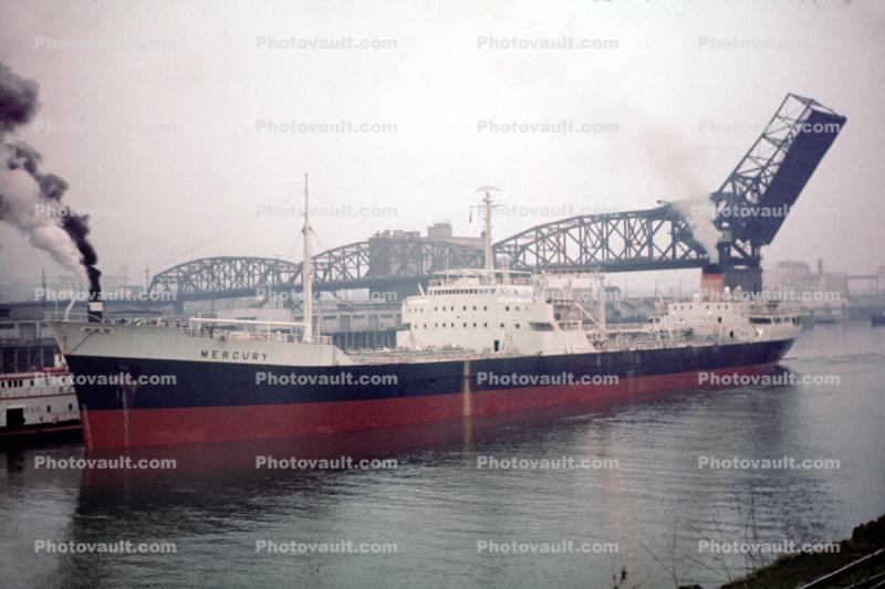 Mercury, Oil Tanker, bridge, docks, 1950s