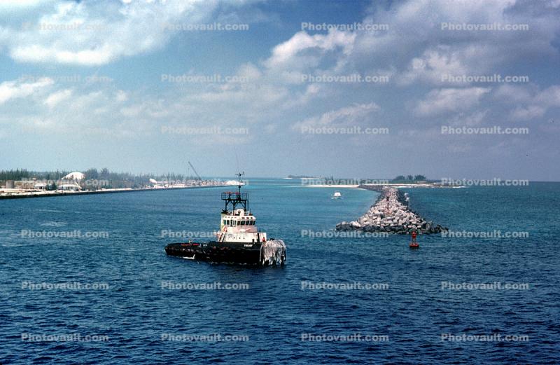 Nassau Harbor, Tugboat Turbot, buoy, Jetty, Harbor