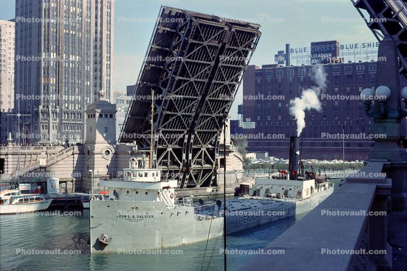 John L.A. Galster, Penn-Dixie Cement, Chicago River, Draw Bridge, Michigan Street Bridge, September 1962, 1960s