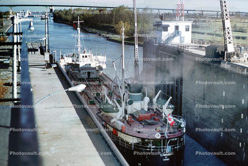 Elmbranch of Sorel, Oil Tanker Ship, Welland Canal, Lock, Mighty Saint Lawrence River, September 1967, 1960s