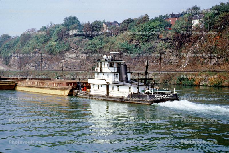 Quaker State, Pittsburgh, River Barge, Pusher Tug, Twin screw towboat, IMO: 0298542
