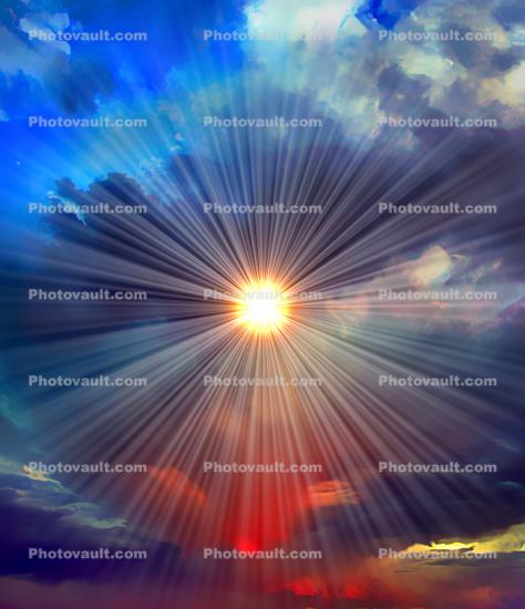Sunburst Magic, Sun, rays, clouds, inspiration, light, magic, holy, enlightment, solar, joy, discovery