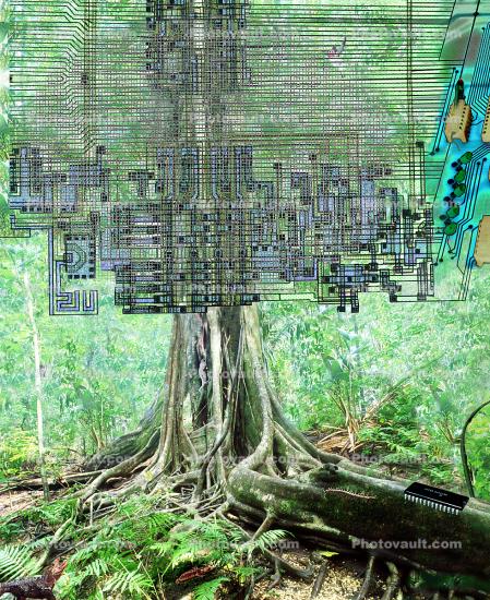 Circuit Jungle, creatures of the electronic age, diodes, grids, Digital Tree