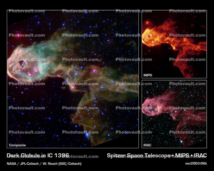 Dark Globule in IC 1396, Spitzer Space Telescope