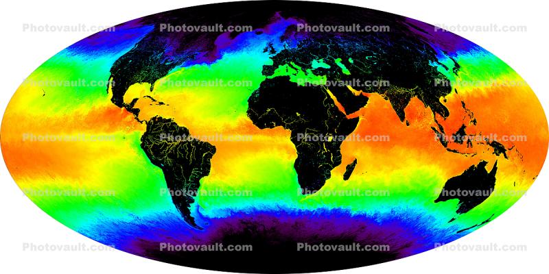 world map, MODIS Global Sea Surface Temperature