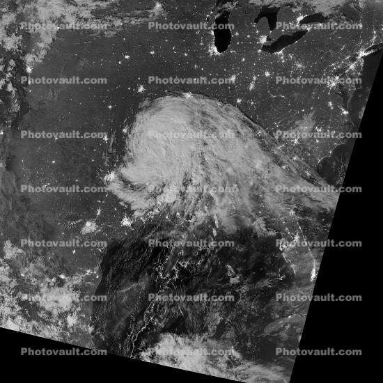 Moonlit Tropical Depression Isaac, Nighttime USA