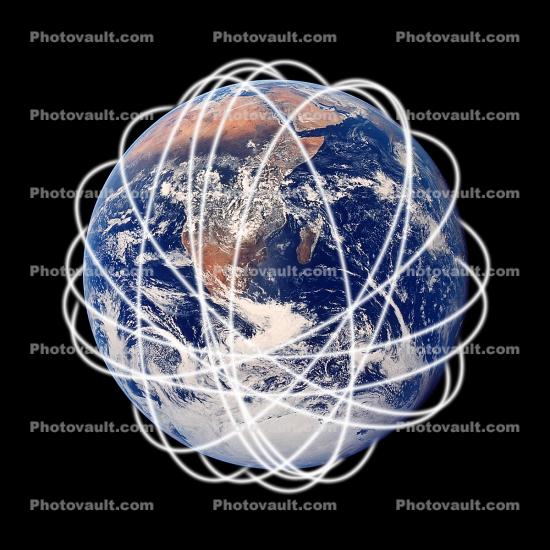 Globe, grid, atom, nuclear, fiber optic orbits