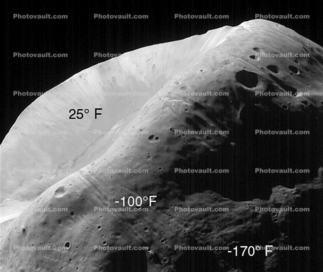 Phobos, one of the moons of Mars, craters