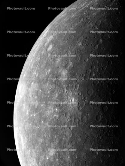 southwest quadrant of Mercury, taken March 29, 1974, 1970s