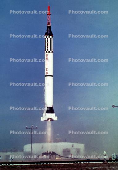 Redstone Rocket with the Mercury Capsule, sub-orbital, Mercury-Redstone