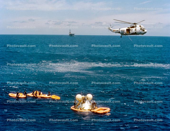 24 July 1975, Apollo Command Module splashdown, Central Pacific Ocean, Apollo-Soyuz Mission