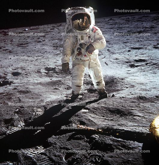 Astronaut Edwin E. Aldrin Jr., Walking on the Moon, Moonwalk, Walk, Footprints, Apollo 11, 20 July 1969