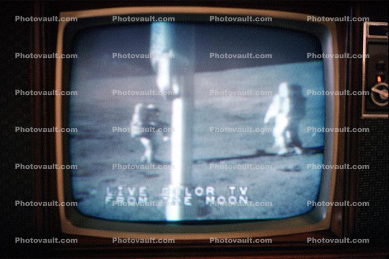 Live Color TV from the Moon, Television Screen, Live from the Moon, Walking on the Moon, Moonwalk, Walk, 1960s