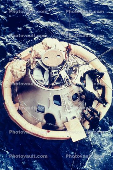 Apollo Capsule floating after reentry, splashdown