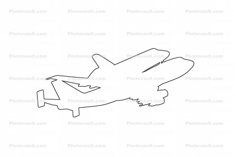 Shuttle Carrier Aircraft (SCA) outline, line drawing, NASA, Space Shuttle, Boeing 747-100