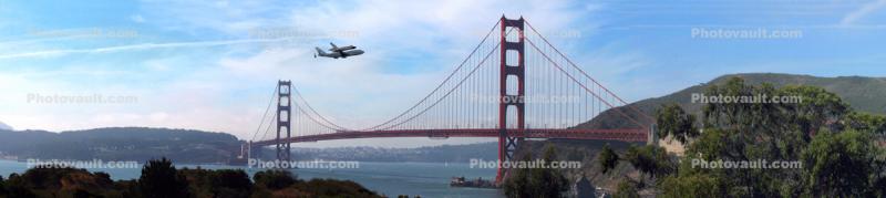 Last flight of the Space Shuttle Endeavor, over the Golden Gate Bridge, Shuttle Carrier Aircraft (SCA), Space Shuttle Ferry, NASA Space Shuttle Carrier, Boeing 747-100